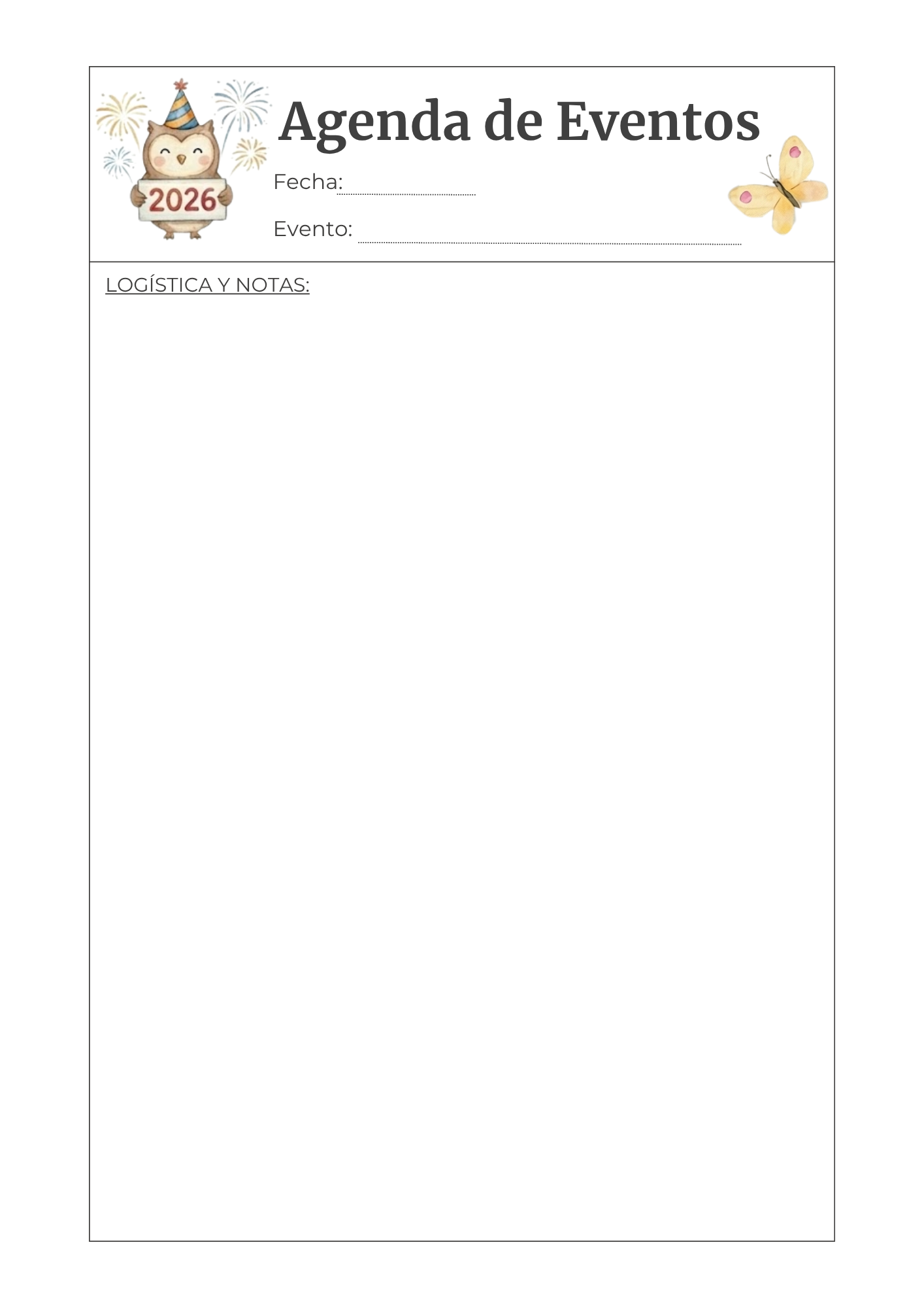 Plantilla incluida en el planner